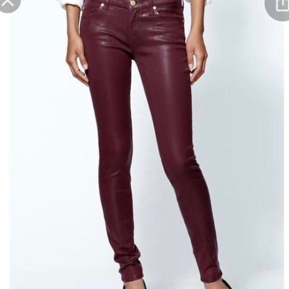 7 For All Mankind Denim - 7 For All Mankind Merlot Red Shine Gummy Wax Jean